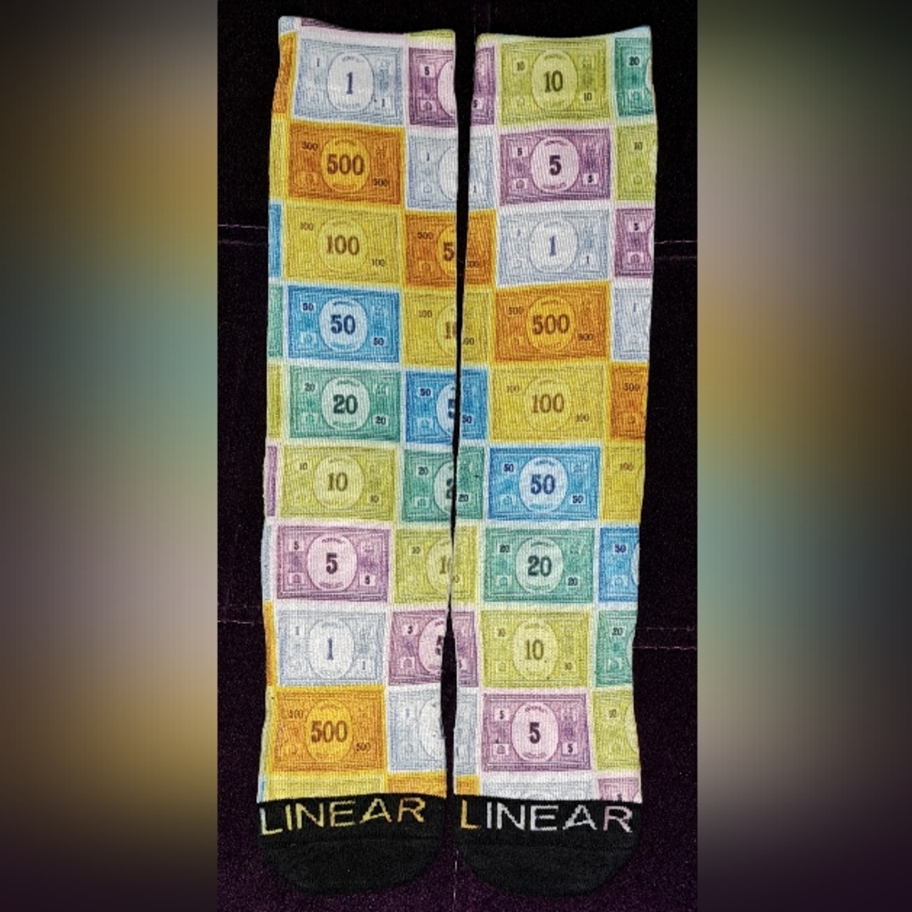 LONG Monopoly money print socks